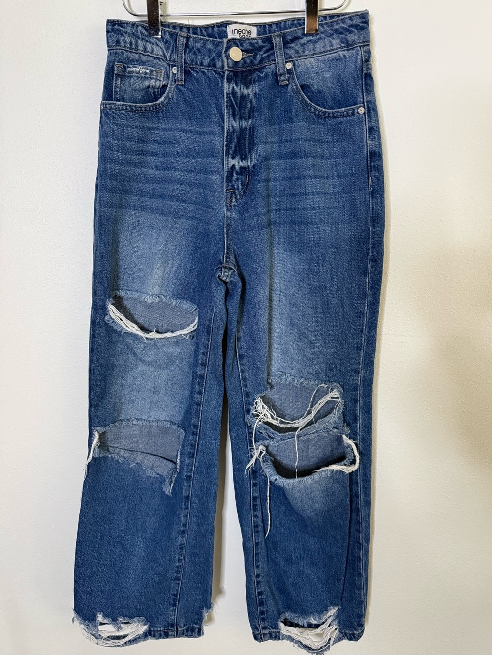 Insane Gene High Rise Distressed Straight Leg Jeans 26 100% Cotton
